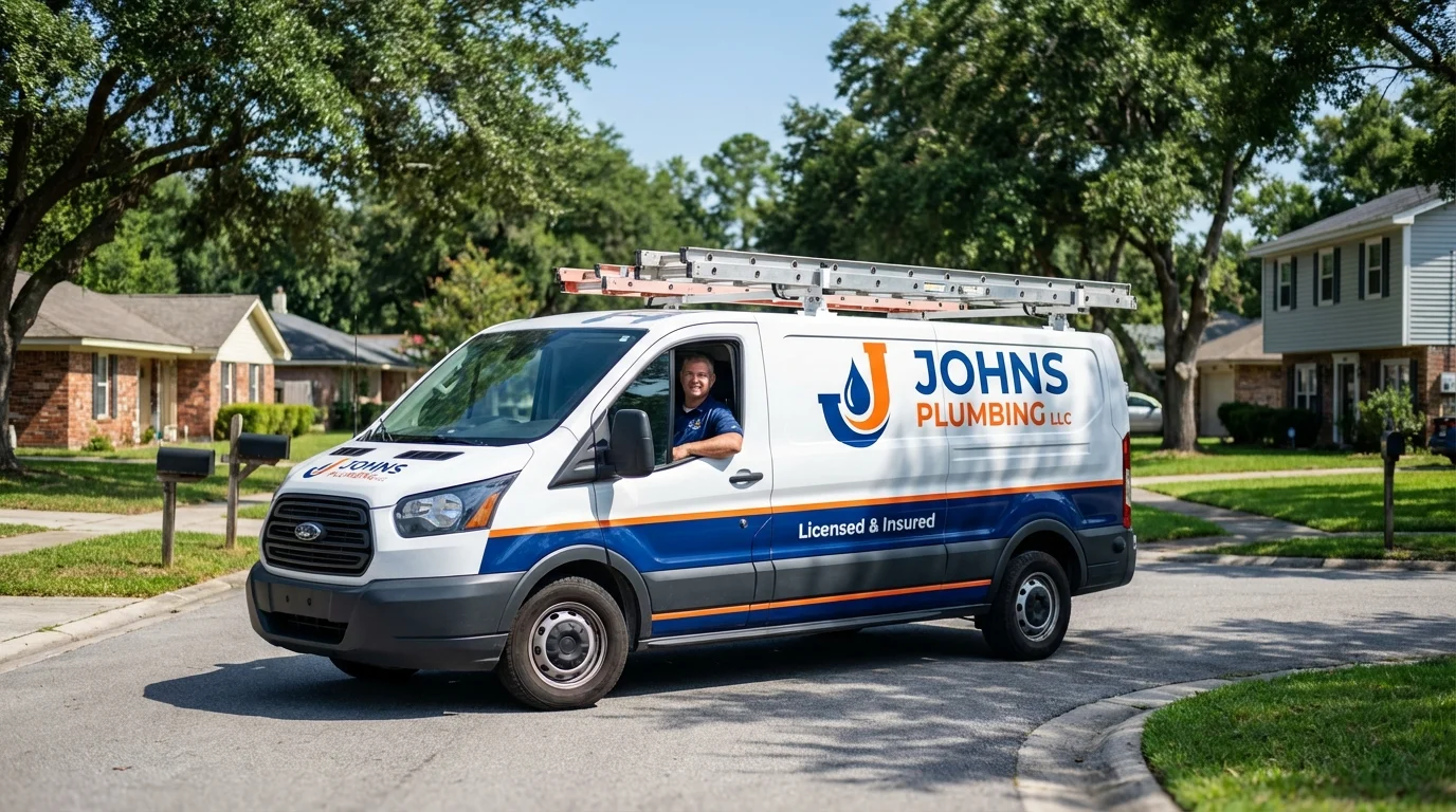 Johns Plumbing LLC service van in Elmwood, IL
