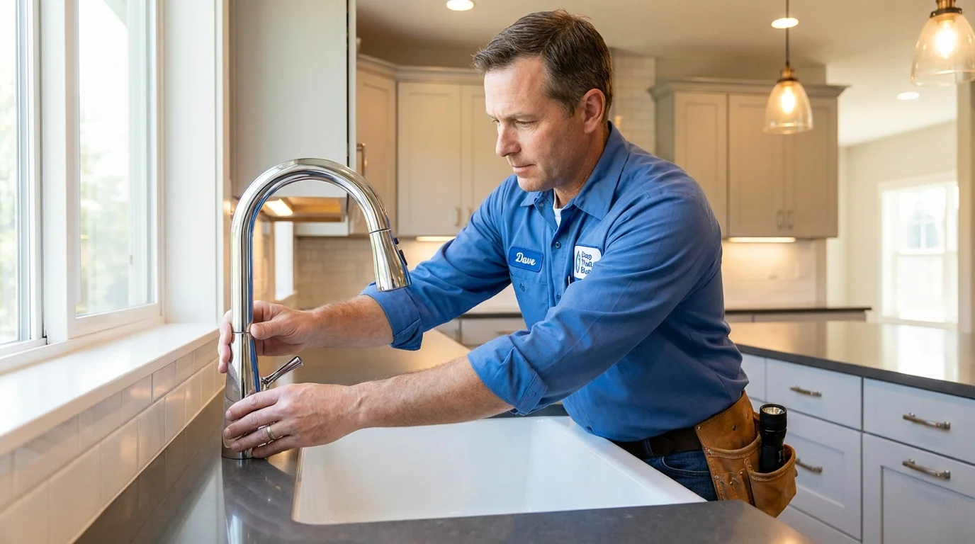 Kitchen faucet installation by Johns Plumbing LLC in Elmwood